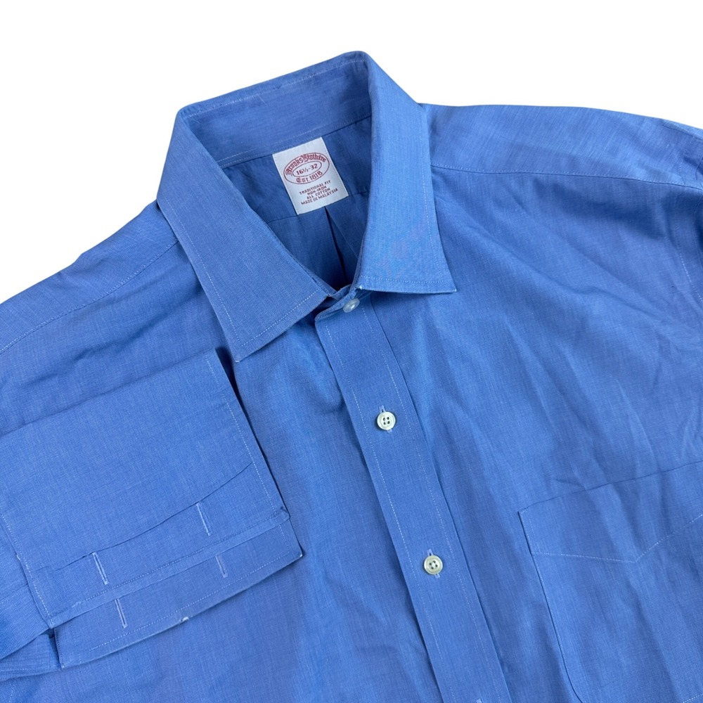 Brooks Brothers Mens Blue Non Iron Traditional French Cuff Dress Shirt 16.5 32